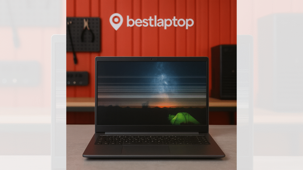 Layar Laptop Bergaris Horizontal