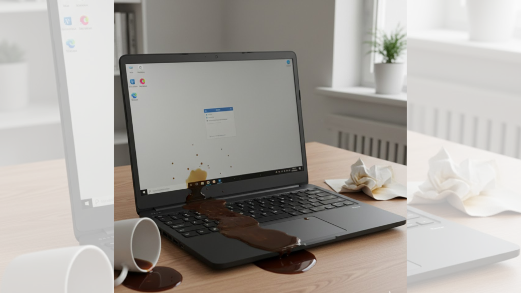 laptop ketumpahan kopi